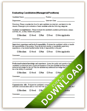 Form - Evaluating Candidates for Managerial Positions